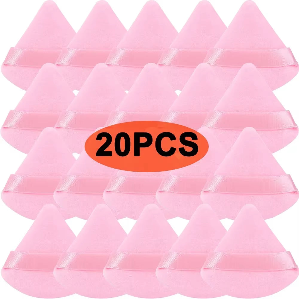 1-20Pcs Short Plush Triangle Makeup Puffs Triangle Velvet Washable Powder Puff Cosmetics Eye Beauty Makeup Tool Reusable Sponge