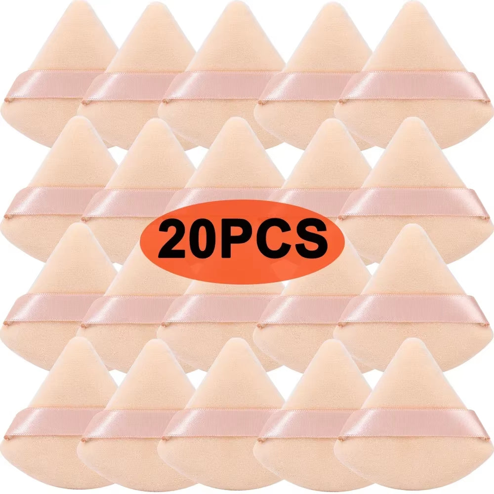 1-20Pcs Short Plush Triangle Makeup Puffs Triangle Velvet Washable Powder Puff Cosmetics Eye Beauty Makeup Tool Reusable Sponge