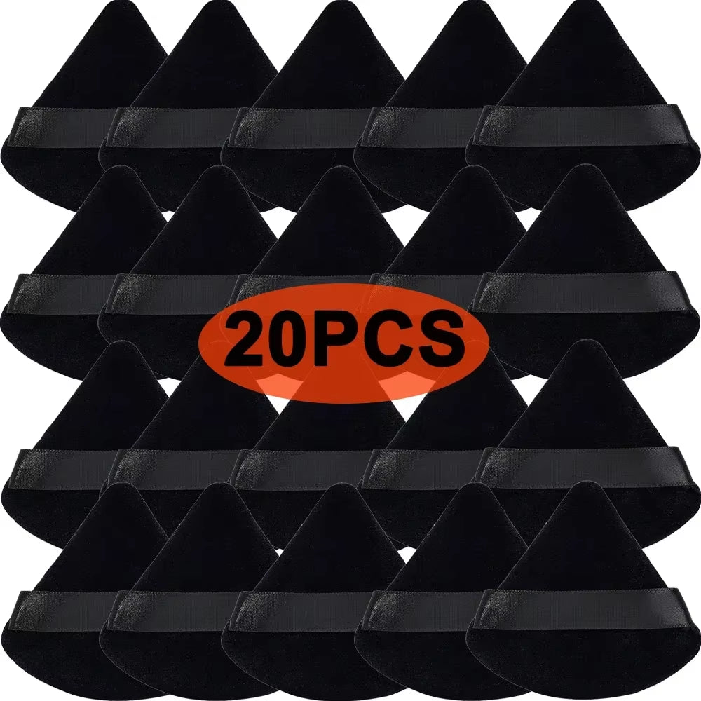 1-20Pcs Short Plush Triangle Makeup Puffs Triangle Velvet Washable Powder Puff Cosmetics Eye Beauty Makeup Tool Reusable Sponge