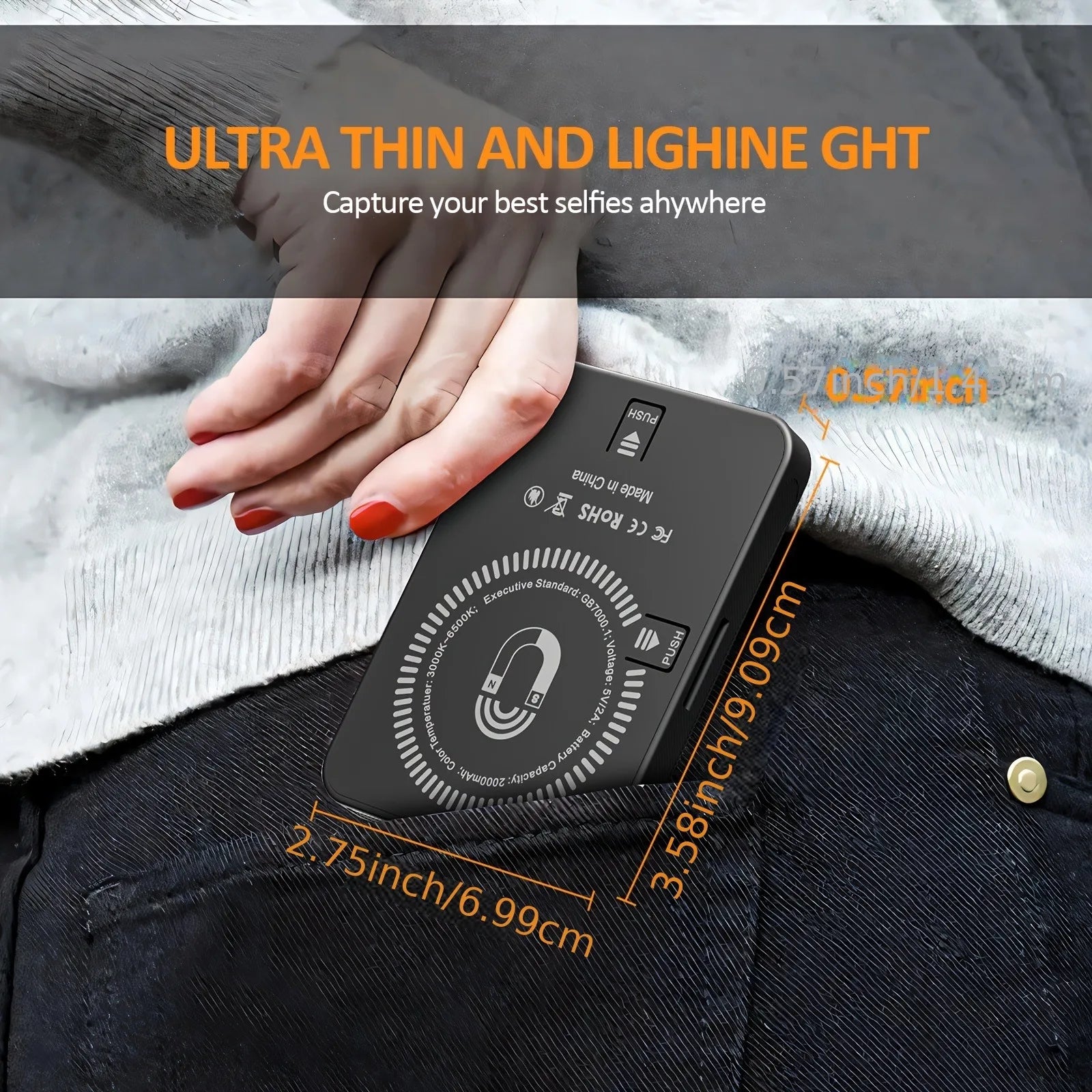 1Pc Magnetic Fill Light,3000Mah Selfie Light,120Leds,Usb Charging,3 Light Modes,For Photography,Makeup,Ideo Conference,With Clip