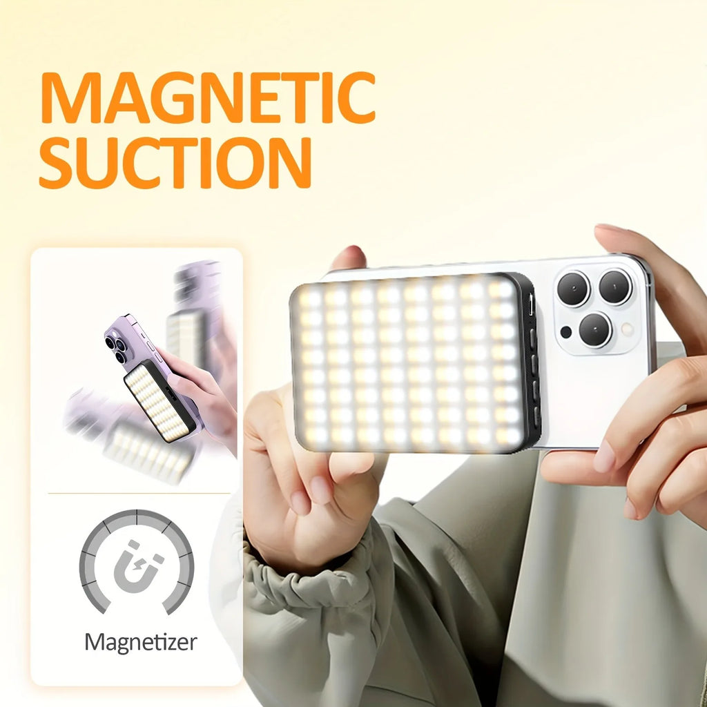 1Pc Magnetic Fill Light,3000Mah Selfie Light,120Leds,Usb Charging,3 Light Modes,For Photography,Makeup,Ideo Conference,With Clip