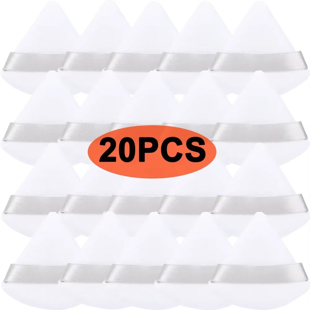 1-20Pcs Short Plush Triangle Makeup Puffs Triangle Velvet Washable Powder Puff Cosmetics Eye Beauty Makeup Tool Reusable Sponge
