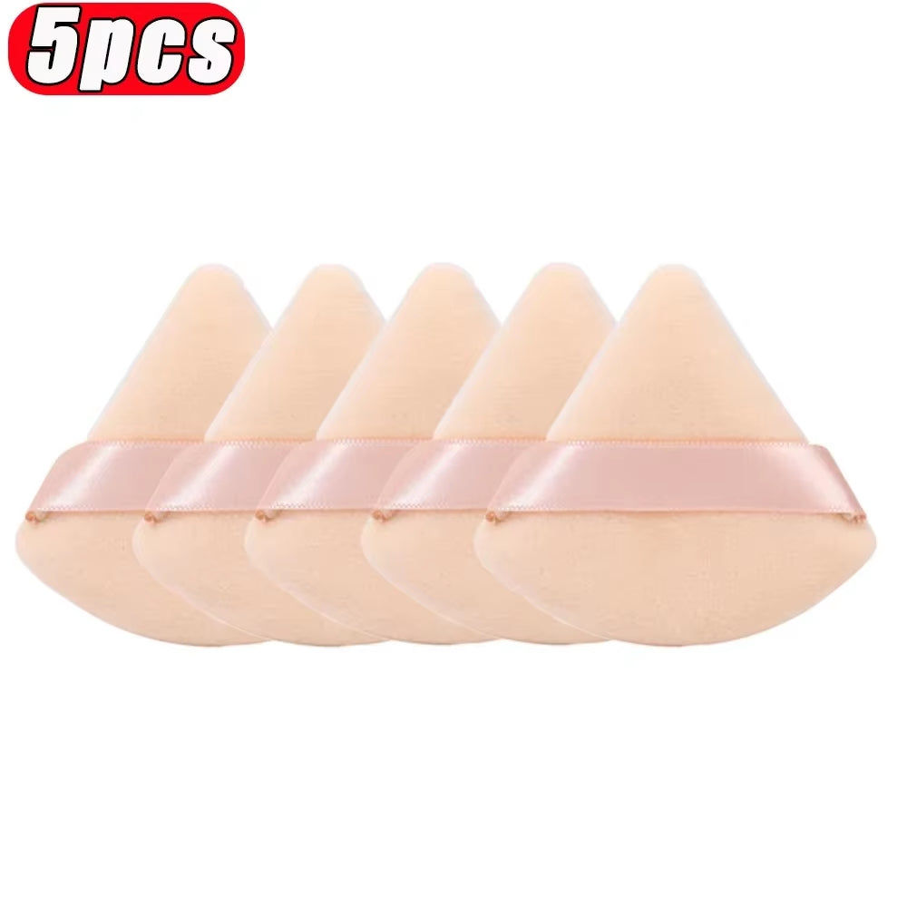 1-20Pcs Short Plush Triangle Makeup Puffs Triangle Velvet Washable Powder Puff Cosmetics Eye Beauty Makeup Tool Reusable Sponge