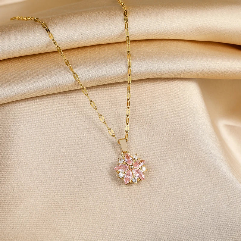 Sakura Charm Pendant Clavicle Necklace