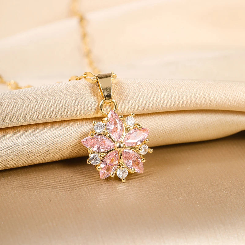 Sakura Charm Pendant Clavicle Necklace