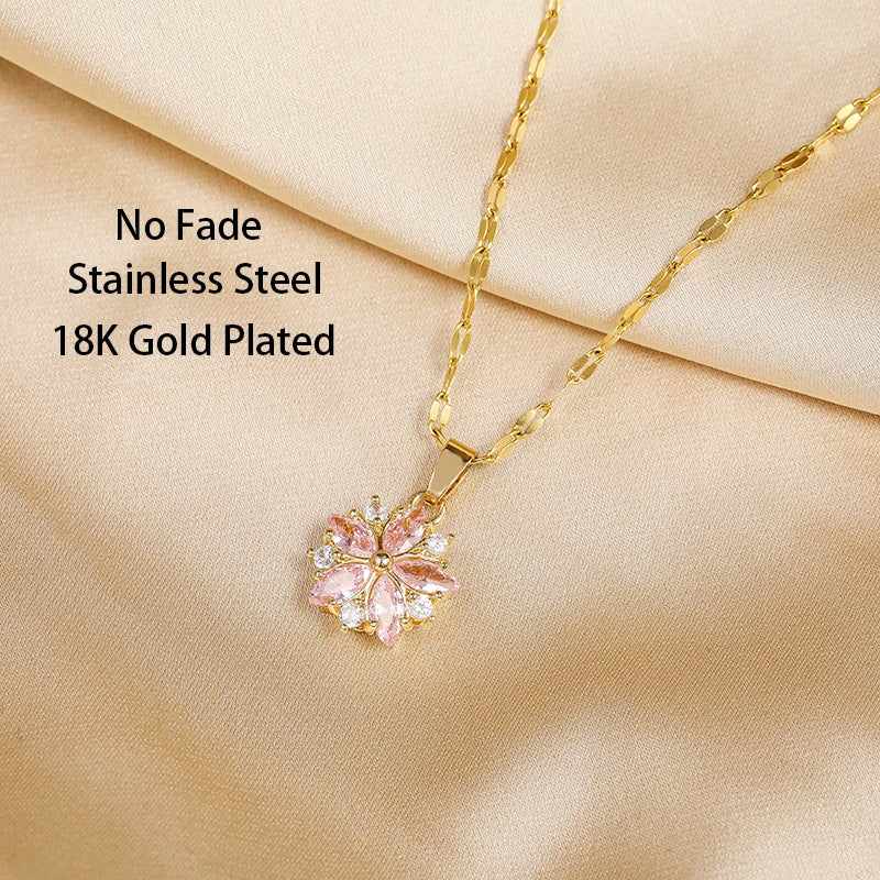 Sakura Charm Pendant Clavicle Necklace